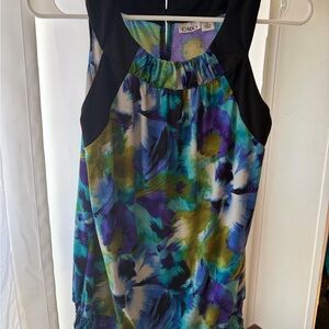 Cato Floral Halter Camisole in Teal, Purple & Black